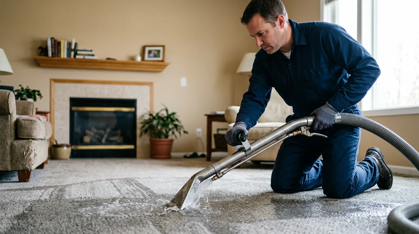 Water damage restoration technician working near Wesley, ME